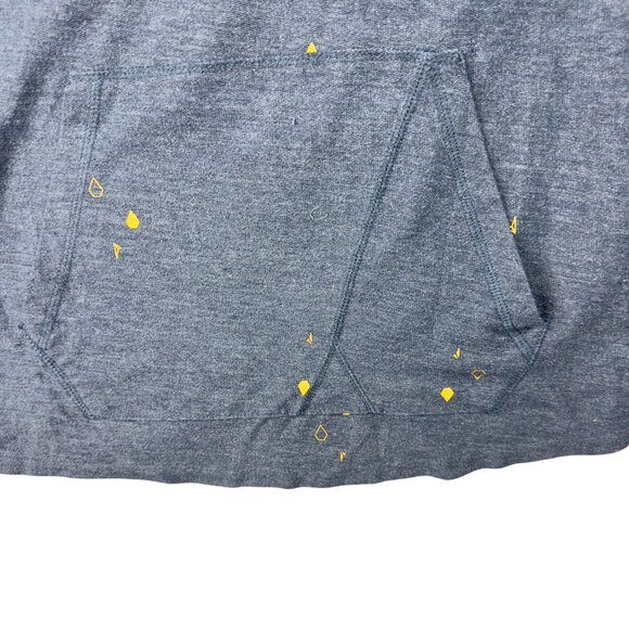 Volcom Hooded Sweatshirt Men L Blue Yellow Graphic Accents & Kangaroo Pocket - Picture 4 of 14
